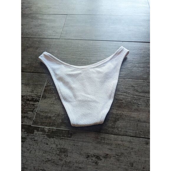 J. CREW RE-IMAGINED Textured Curved Waist Cheeky Bikini Bottom - Picture 3 of 5